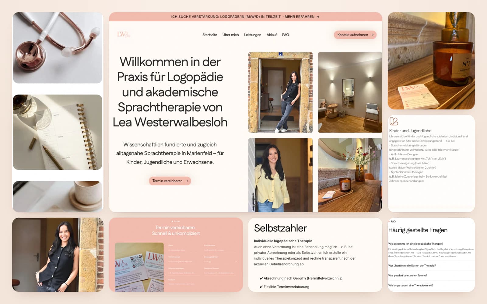Website für Logopädie Westerwalbesloh, mehrere Ansichten der Seite